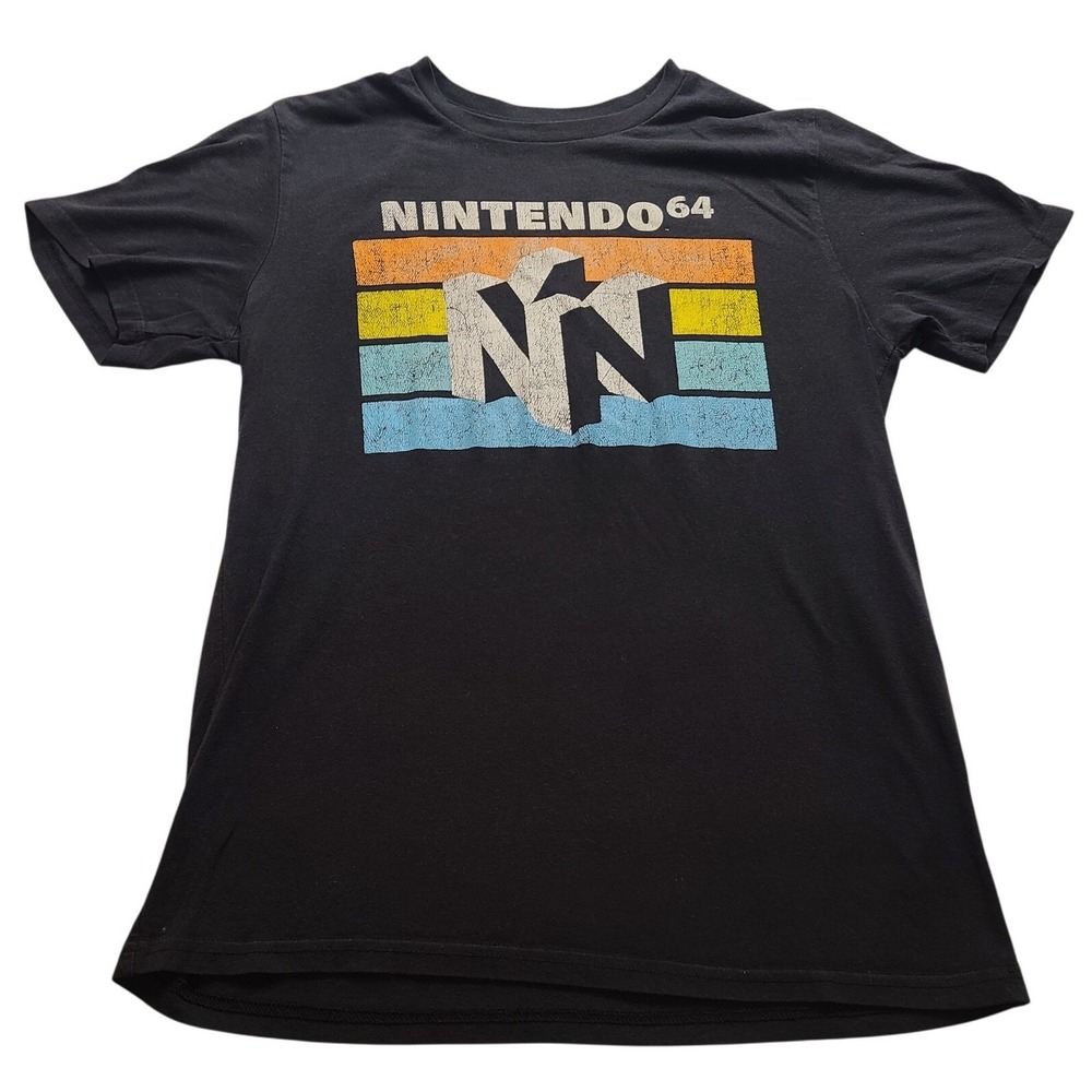 Nintendo 64 Retro Logo Graphic Tee Mad Engine Black Mens Medium N64 Shirt‎